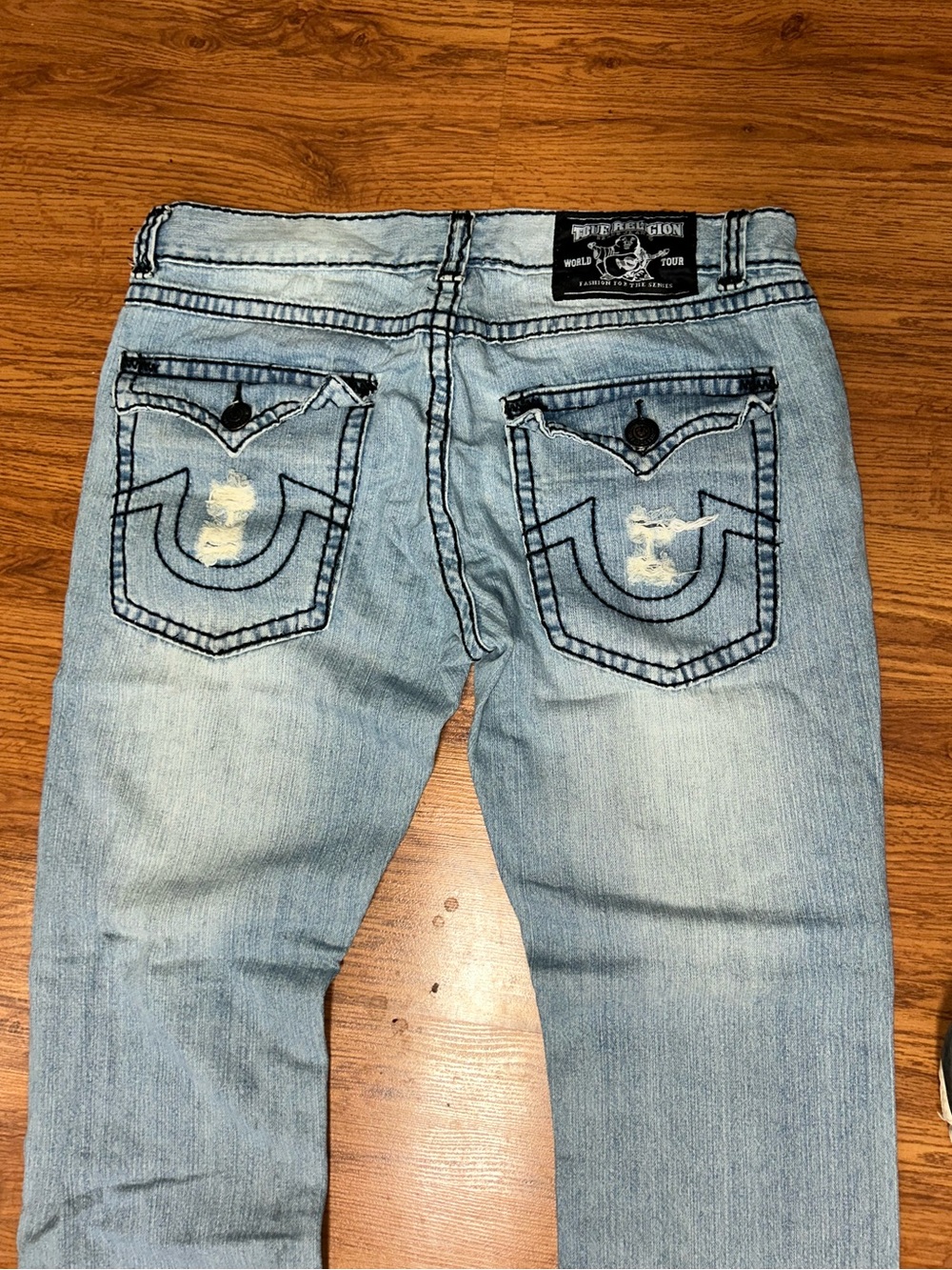 True Religion Men’s Ricky Light Blue Distressed Straight Jeans Sz 40x30